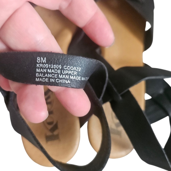 KORKS Bagley Black Leather Platform Sandals - Wood Grain Heel - Size 8M - Picture 7 of 7